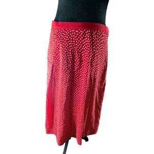 Pendleton Womens Red Polka Dot Skirt Size 8 100% Silk Pletats Holiday Party